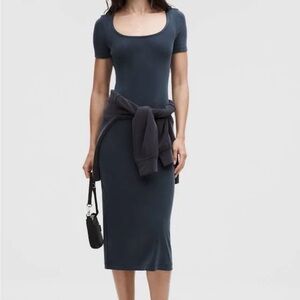 Lululemon Modal-Blend Short Sleeve Maxi Dress Blue Size S true navy